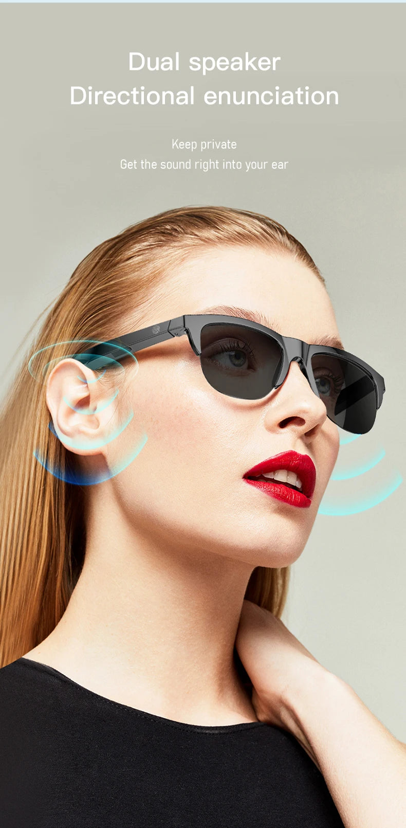 Vente en gros sans fil Blue Tooth 5.3 stéréo lunettes de soleil écouteurs conduction osseuse cyclisme écouteurs d’extérieur casque lunettes intelligentes