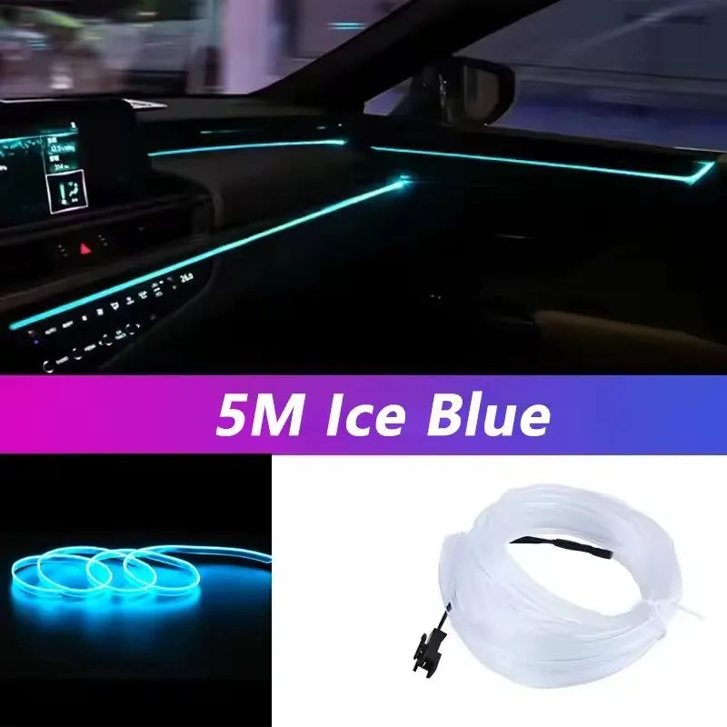 5M Intérieur De Voiture Led Strip Light Néon EL Câblage Lampe Décorative Pour Auto DIY Flexible Ambiant Lumière USB Party Atmosphere Diode