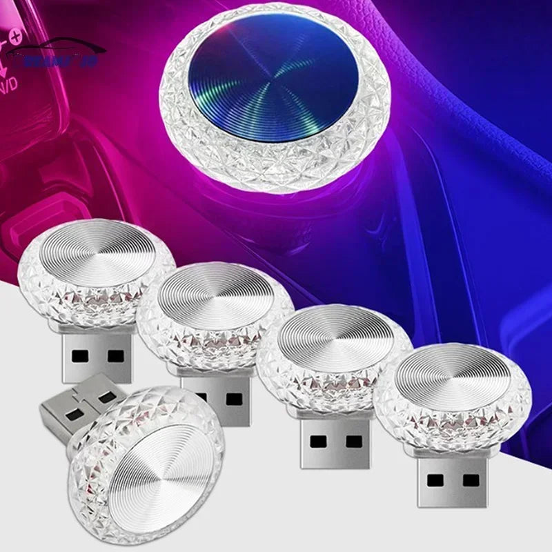 1PCS Intérieur de voiture USB Lumière d’ambiance LED Lumières de signalisation décoratives Décorations de lampe de lecture automatique