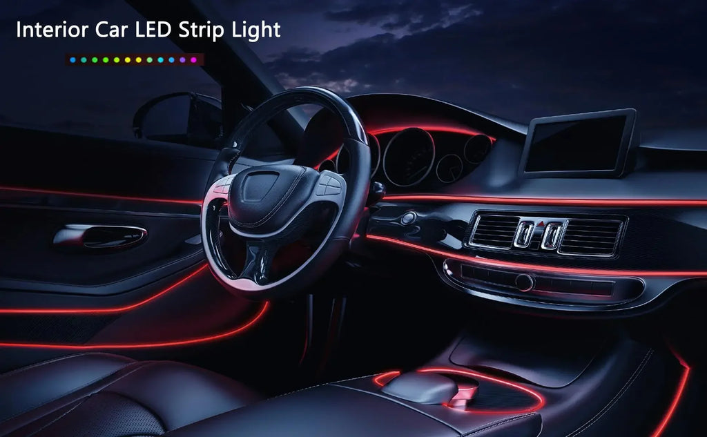 5M Intérieur De Voiture Led Strip Light Néon EL Câblage Lampe Décorative Pour Auto DIY Flexible Ambiant Lumière USB Party Atmosphere Diode