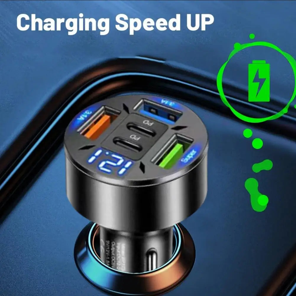 Chargeur De Voiture 250W 5 Ports Charge Rapide PD QC3.0 USB C Chargeur De Téléphone De Voiture Adaptateur De Type C Dans La Voiture Pour IPhone