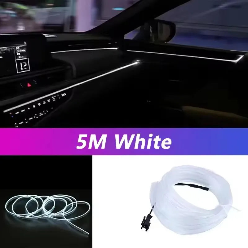 5M Intérieur De Voiture Led Strip Light Néon EL Câblage Lampe Décorative Pour Auto DIY Flexible Ambiant Lumière USB Party Atmosphere Diode