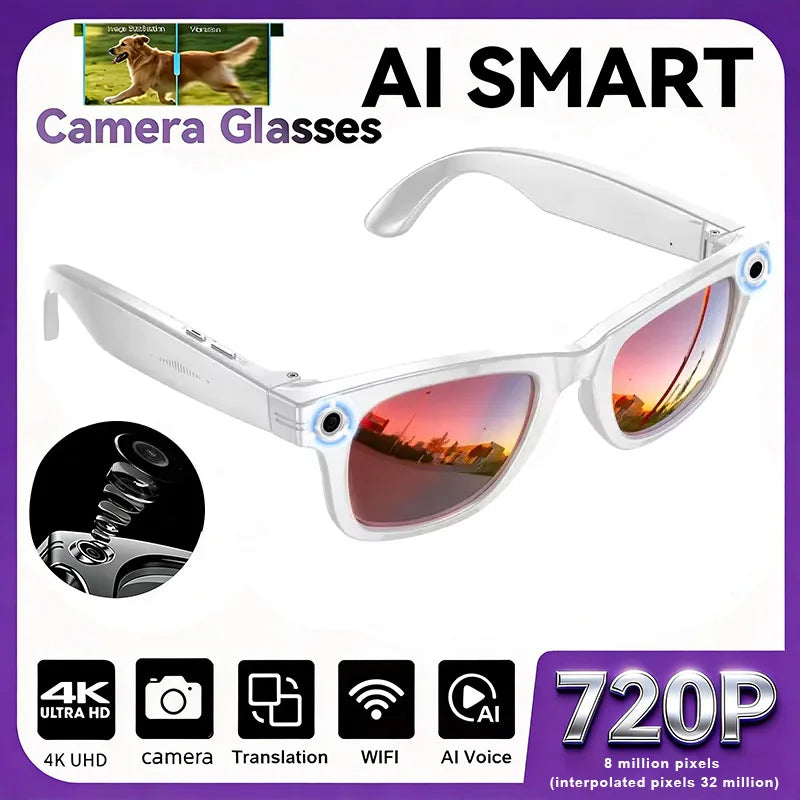 Nouvelle mise à niveau lunettes intelligentes avec caméra enregistrement vidéo AI reconnaissance Photo Bluetooth appel traduction voix lunettes de soleil hommes femmes