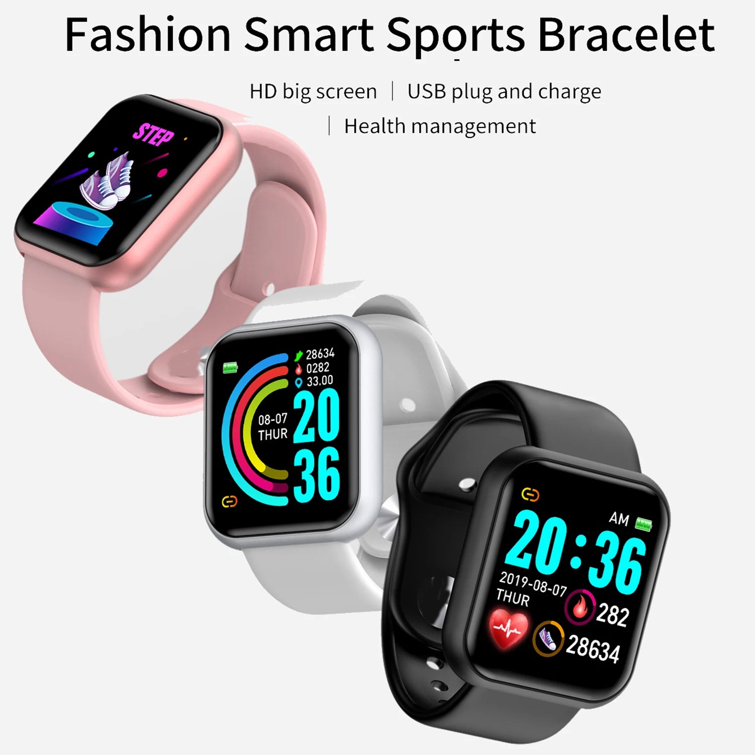 Montre intelligente pour femmes Hommes Montre-bracelet Bluetooth Connecté Téléphone Lecteur Musique Fitness Sport Bracelet Moniteur de sommeil Montres numériques