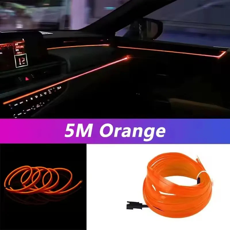 5M Intérieur De Voiture Led Strip Light Néon EL Câblage Lampe Décorative Pour Auto DIY Flexible Ambiant Lumière USB Party Atmosphere Diode