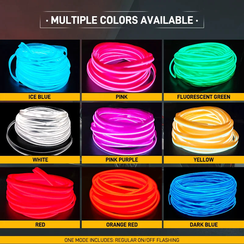 1M/3M/5M Car Interior Led Decorative Lamp EL Filing Neon Strip for Auto DIY Flexible Ambient Light USB Party Atmosphere Diode
