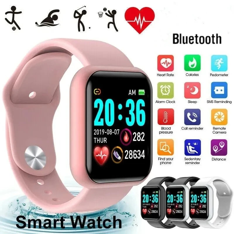 Montre intelligente pour femmes Hommes Montre-bracelet Bluetooth Connecté Téléphone Lecteur Musique Fitness Sport Bracelet Moniteur de sommeil Montres numériques