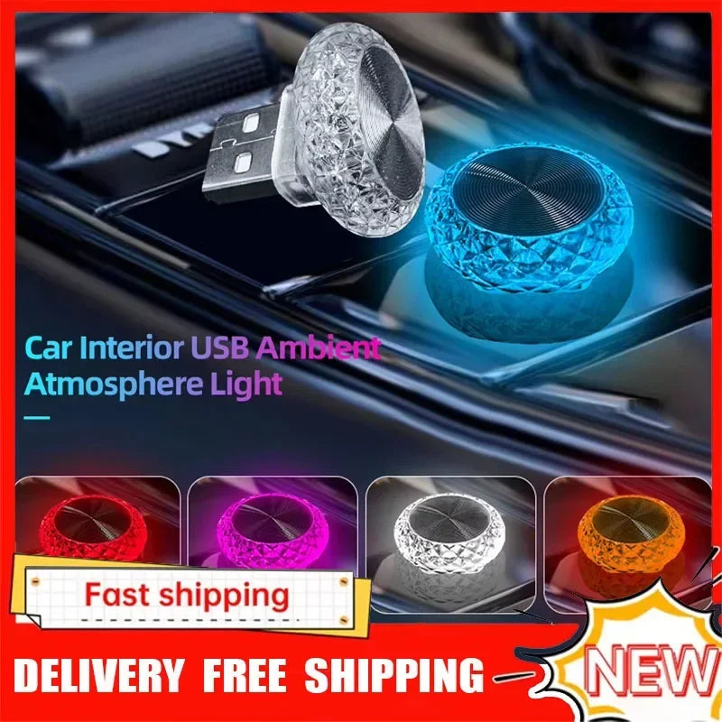 1PCS Intérieur de voiture USB Lumière d’ambiance LED Lumières de signalisation décoratives Décorations de lampe de lecture automatique