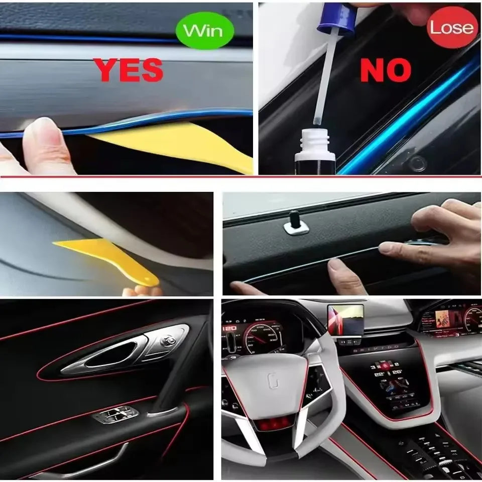 5M Intérieur De Voiture Led Strip Light Néon EL Câblage Lampe Décorative Pour Auto DIY Flexible Ambiant Lumière USB Party Atmosphere Diode