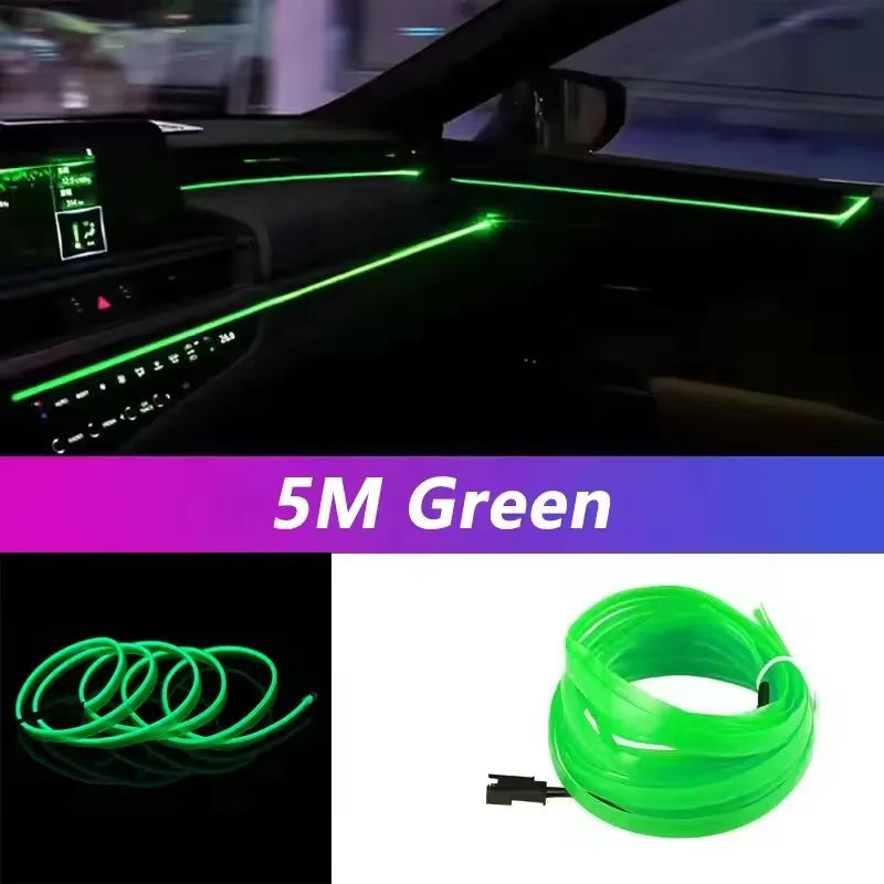 5M Intérieur De Voiture Led Strip Light Néon EL Câblage Lampe Décorative Pour Auto DIY Flexible Ambiant Lumière USB Party Atmosphere Diode