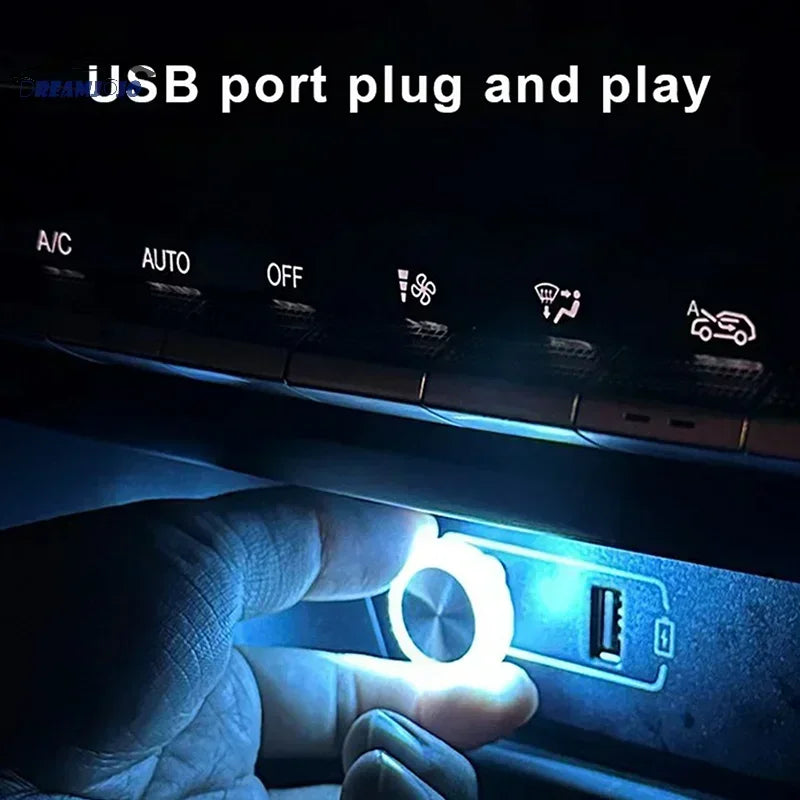 1PCS Intérieur de voiture USB Lumière d’ambiance LED Lumières de signalisation décoratives Décorations de lampe de lecture automatique
