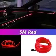 5M Intérieur De Voiture Led Strip Light Néon EL Câblage Lampe Décorative Pour Auto DIY Flexible Ambiant Lumière USB Party Atmosphere Diode
