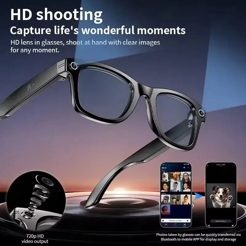 Nouvelle mise à niveau lunettes intelligentes avec caméra enregistrement vidéo AI reconnaissance Photo Bluetooth appel traduction voix lunettes de soleil hommes femmes